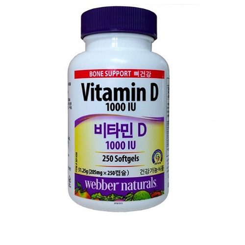웨버네추럴스 비타민D 1000IU 205mg x 250캡슐, 1개