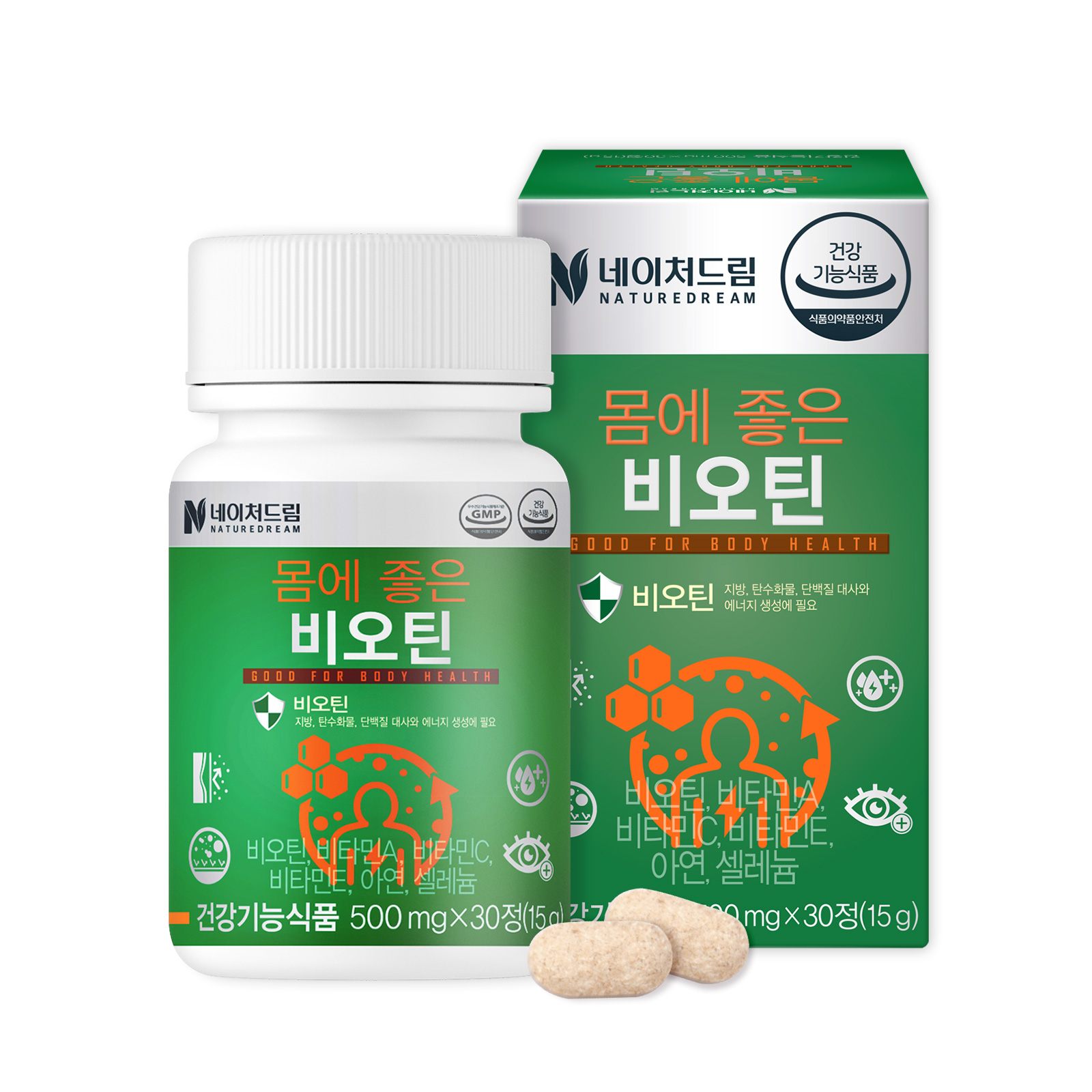 <b>네이처드림</b> 몸에 좋은 비오틴 500mg x 30캡슐, 1개