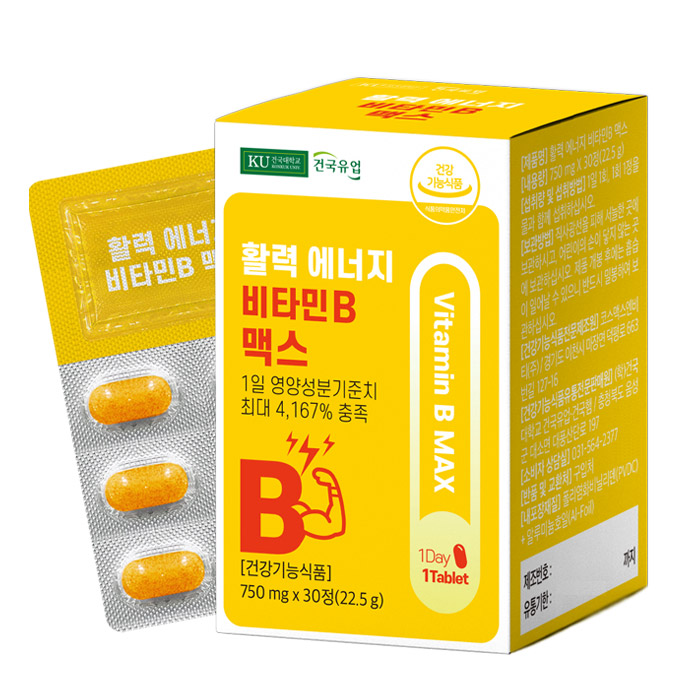 건국유업 활력 에너지 비타민B 맥스 750mg x 30정, 4개