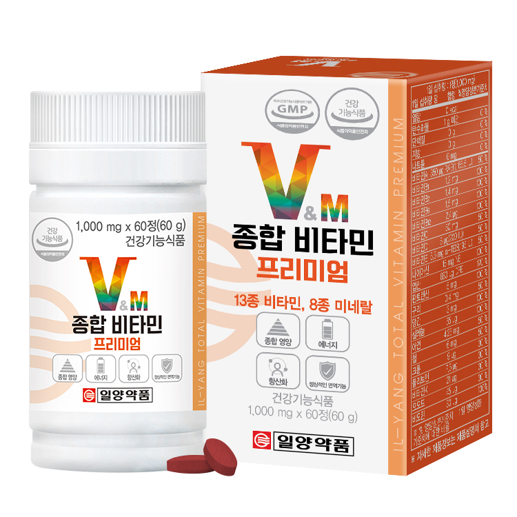 <b>일양약품</b> 종합 비타민 프리미엄 1000mg x 60정, 3개