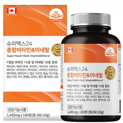 힐링팩토리 <b>슈퍼</b>맥스24 종합비타민 미네랄 1445mg x 180정, 1개