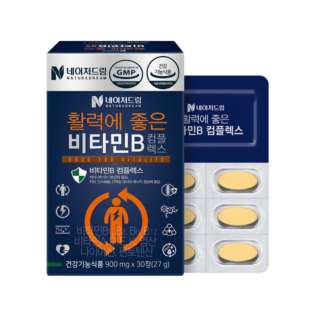 네이처드림 활력에 좋은 <b>비타민</b>B 컴플렉스 900mg x 30정, 1개