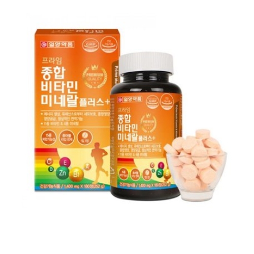 <b>일양약품</b> 프라임 종합 비타민 미네랄 플러스 1400mg x 180정, 2개
