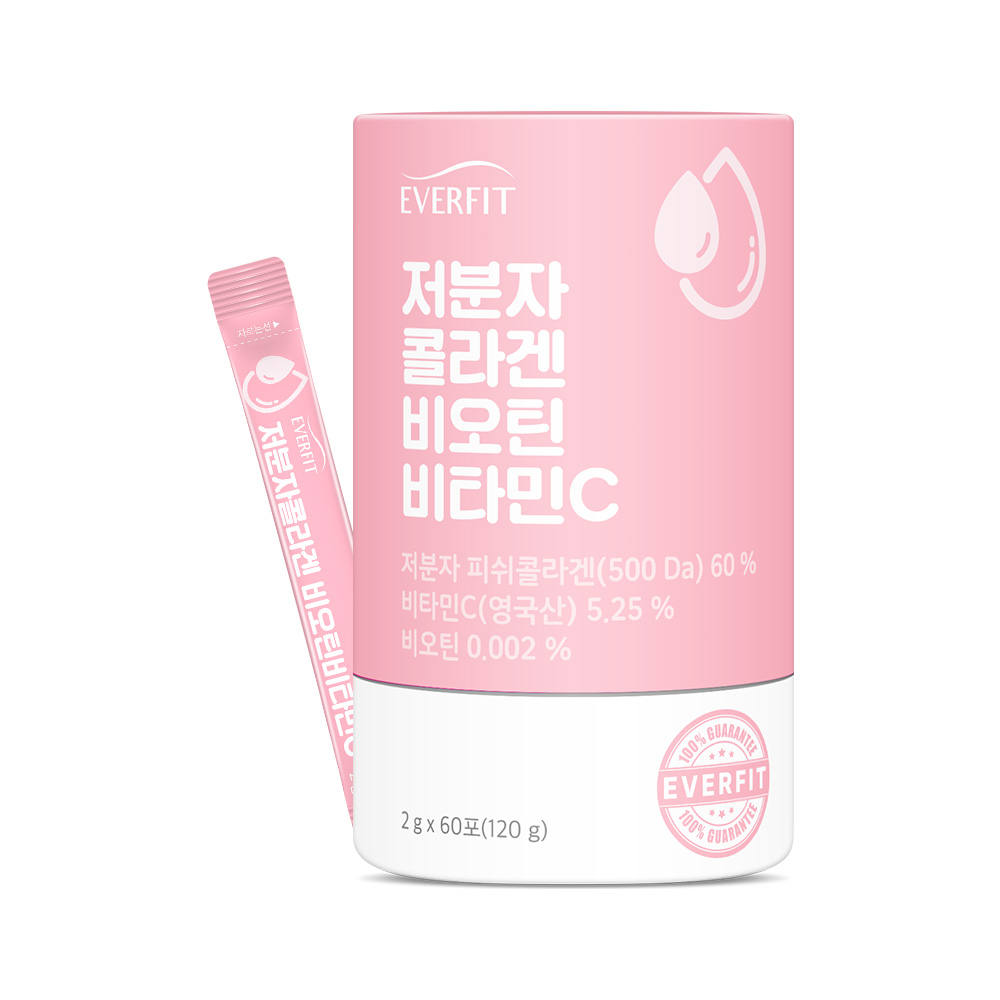 에버핏 저분자 콜라겐 비오틴 비타민C 2g x 60포, 3개