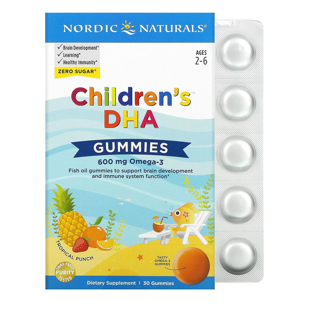 노르딕내추럴스 어린이 <b>DHA</b> 열대과일 펀치 <b>구미</b>젤리 <b>600mg</b> x 30<b>구미</b>, 2개