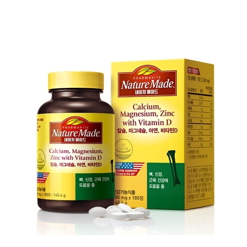 네이처메이드 <b>칼슘 마그네슘 아연 비타민D</b> 780mg x 180정, 1개