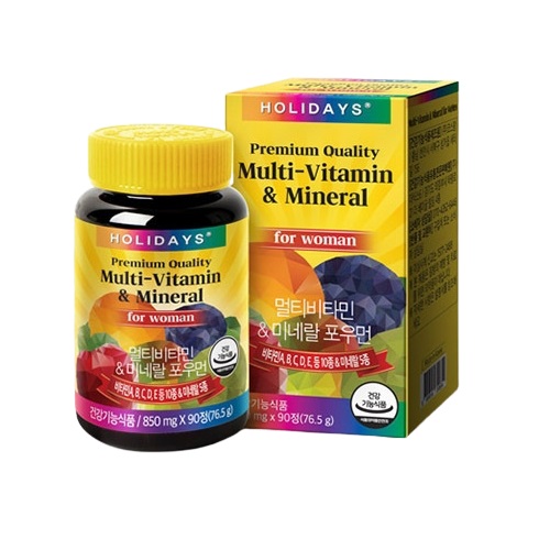 <b>홀리데이즈</b> 멀티<b>비타민</b> 미네랄 포우먼 850mg x 90정, 1개