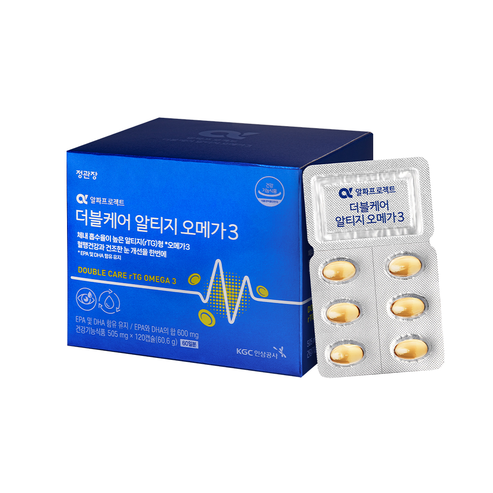 <b>정관장</b> 더블케어 알티지 <b>오메가3</b> 505mg x 120캡슐, 1개