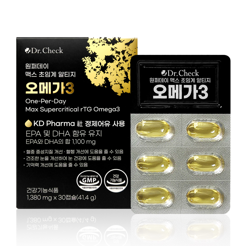 DR CHECK 원퍼데이 맥스 초임계 알티지 <b>오메가3</b> 1380mg x 30캡슐, 1개