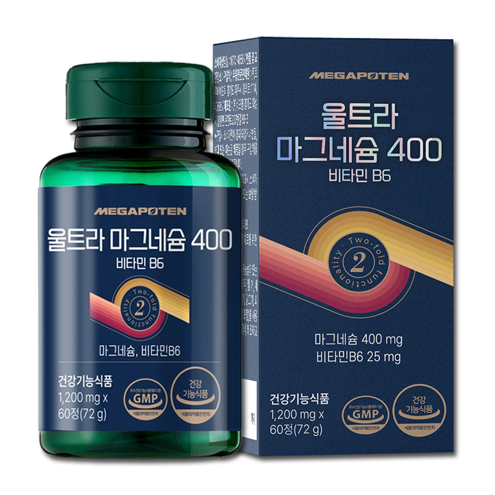 메가포텐 울트라 마그네슘 400 비타민B6 1200mg x 60정, 1개