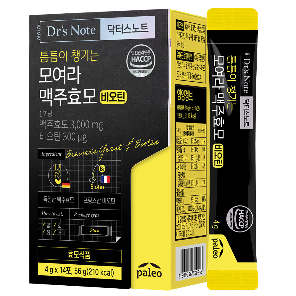 팔레오 닥터스노트 모여라 <b>맥주효모</b> 비오틴 4g x 14포, 6개
