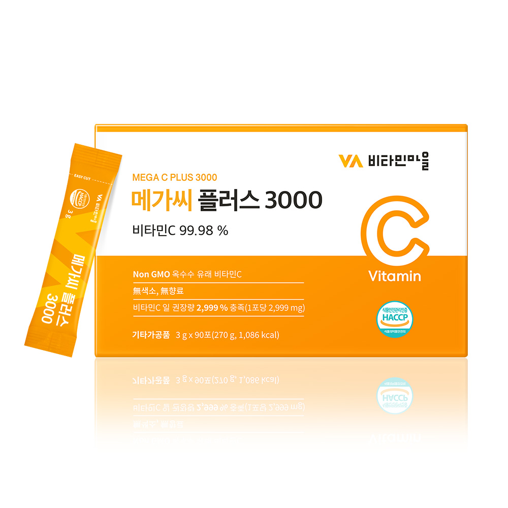 <b>비타민마을</b> 메가씨 플러스 3000 3g x 90포, 4개
