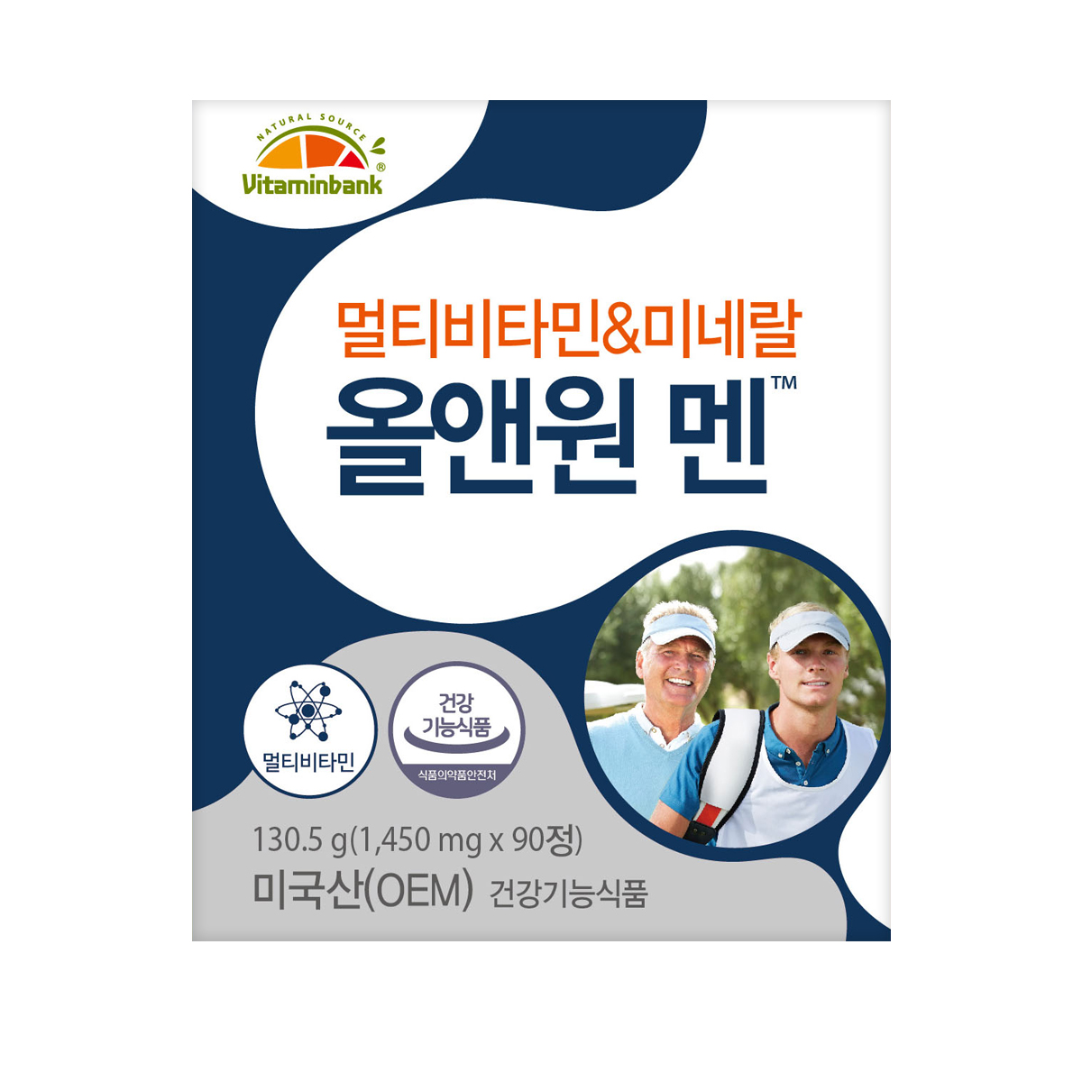 <b>비타민뱅크</b> 멀티<b>비타민</b> &amp; 미네랄 올앤원 멘 1450mg x 90정, 1개