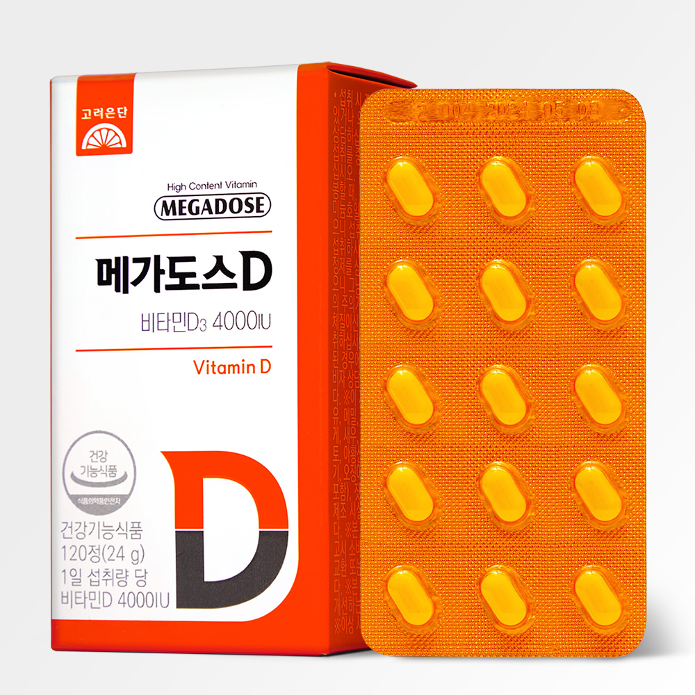 고려은단 메가도스D <b>비타민D</b>3 4000IU 200mg x 120정, 3개