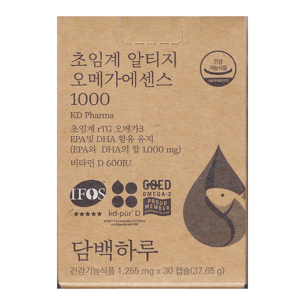 담백하루 초임계 알티지 <b>오메가</b> 에센스 1000 1255mg x 30캡슐, 5개