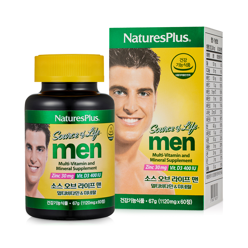 네이처스플러스 <b>소스오브라이프</b> 맨 <b>멀티비타민 미네랄</b> 1100mg x 60정, 2개