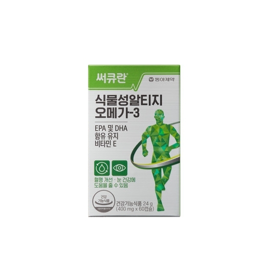 동아제약 써큐란 식물성 알티지 <b>오메가3</b> 400mg x 60캡슐, 1개