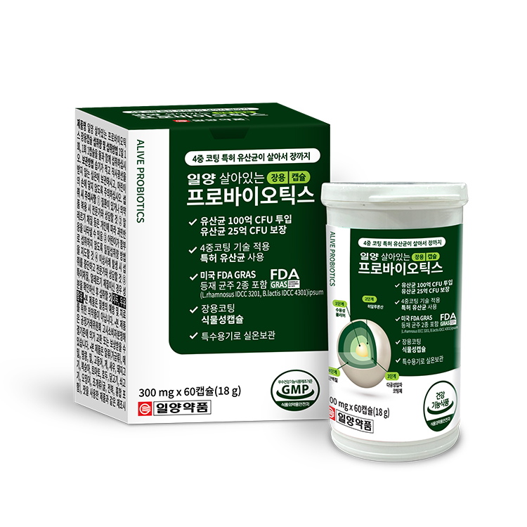 일양약품 일양 살아있는 프로바이오틱스 장용캡슐 300mg x 60캡슐, 1개