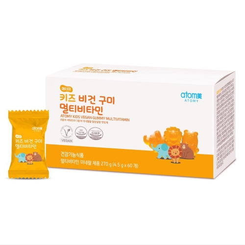 애터미 키즈 비건 구미 <b>멀티비타민</b> 4.5g x 60구미, 2개