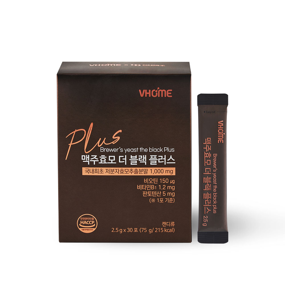 비타민하우스 <b>맥주효모</b> <b>더 블랙</b> 플러스 2.5g x 30포, 4개