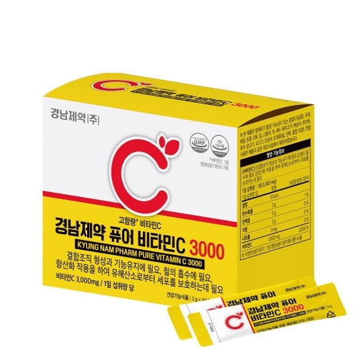 경남<b>제약</b> 퓨어 <b>비타민C</b> 3000 3g x 90포, 3개
