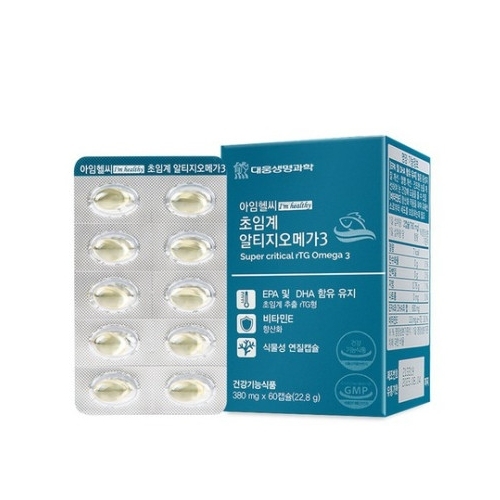 대웅생명과학 <b>아임</b>헬씨 초임계 알티지 오메가3 380mg x 60캡슐, 1개