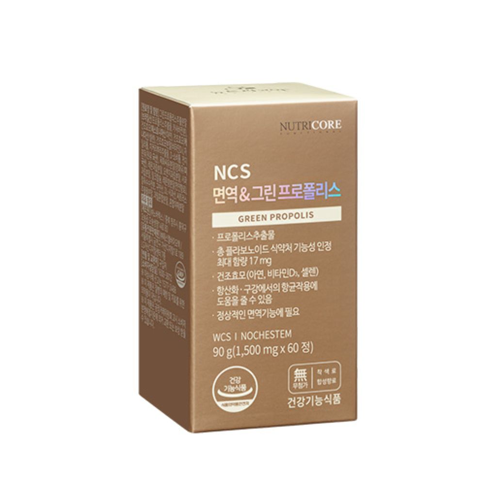 뉴트리코어 NCS 면역 <b>그린 프로폴리스</b> 1500mg x 60정, 5개