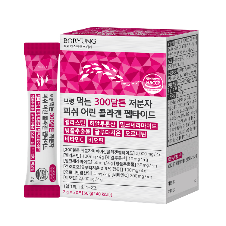 보령 먹는 300달톤 저분자 피쉬 어린 콜라겐 펩타이드 2g x 30포, 5개
