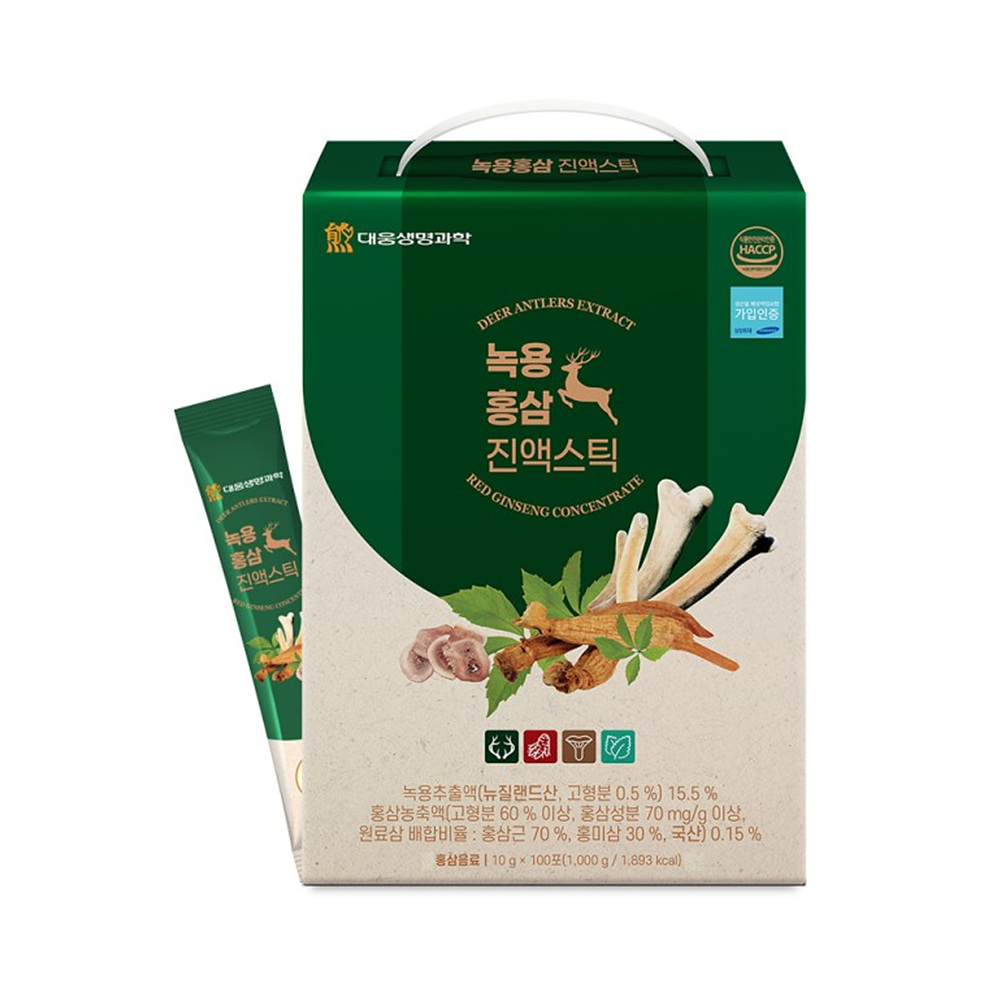 대웅생명과학 녹용홍삼 진액스틱 10g x 100포, 1개