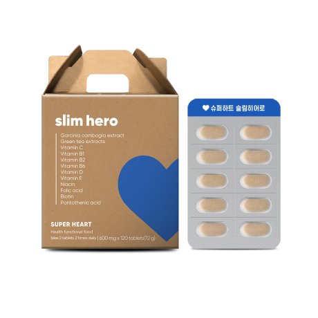 <b>슈퍼하트</b> 슬림히어로 600mg x 120정, 2개