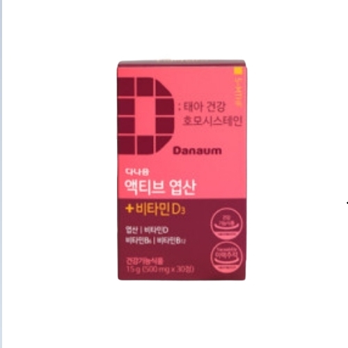 다나음 액티브 엽산 + 비타민D3 500mg x 30정, 2개