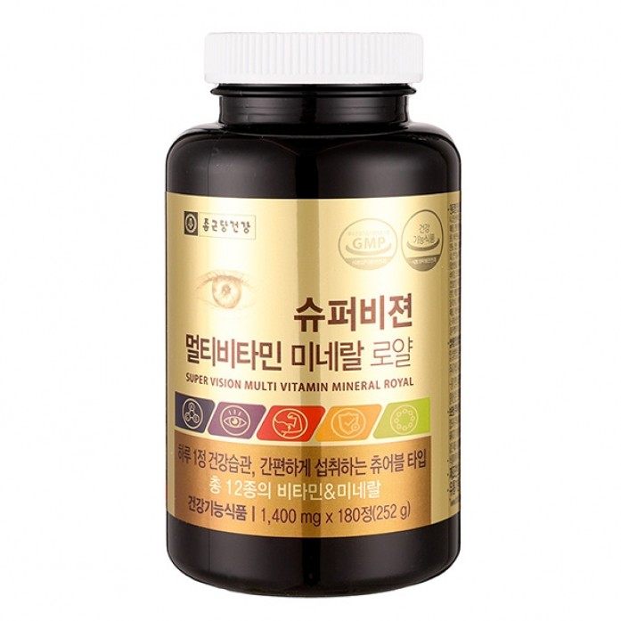 종근당건강 슈퍼비젼 멀티비타민 <b>미네랄</b> 로얄 1400mg x 180캡슐, 1개