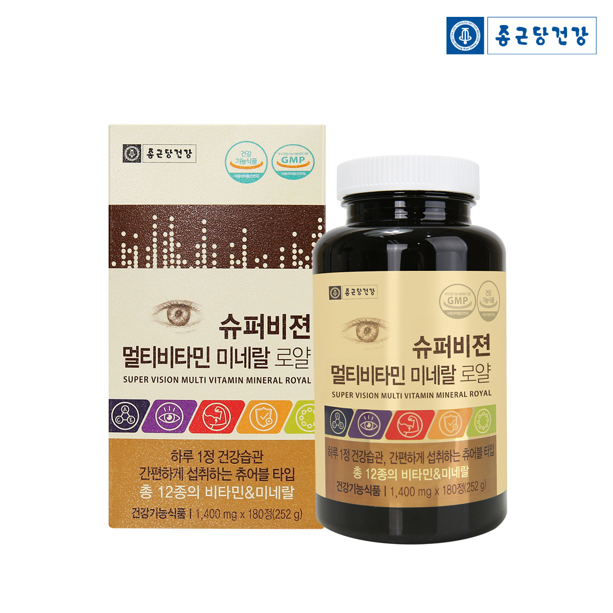 종근당건강 슈퍼비젼 멀티비타민 미네랄 로얄 1400mg x 180캡슐, 1개