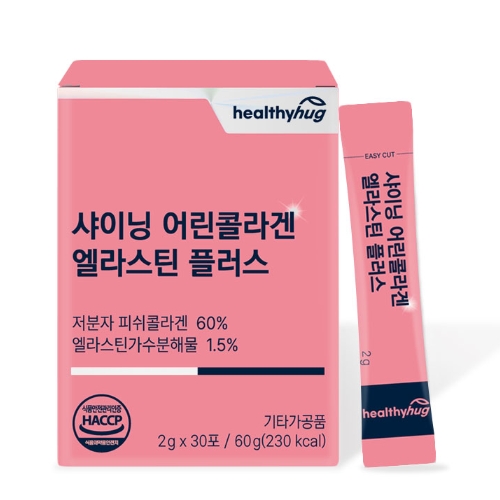 헬씨허그 샤이닝 어린콜라겐 <b>엘라스틴</b> 플러스 2g x 30포, 2개