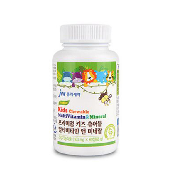 <b>JW중외제약</b> 프리미엄 키즈 츄어블 멀티<b>비타민</b> 앤 미네랄 1100mg x 60캡슐, 1개