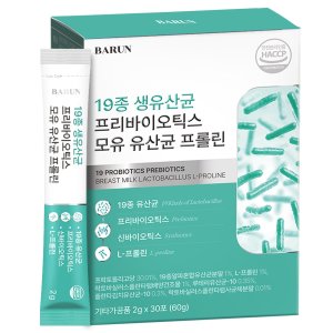 바른 19종 생유산균 프리바이오틱스 모유 유산균 프롤린 2g x 30포, 1개