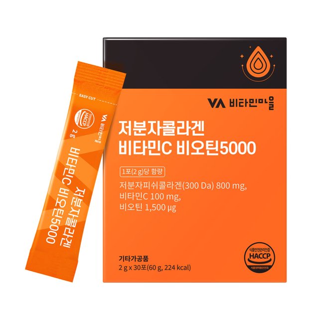 비타민마을 저분자콜라겐 비타민C 비오틴 5000 2g x 30포, 1개