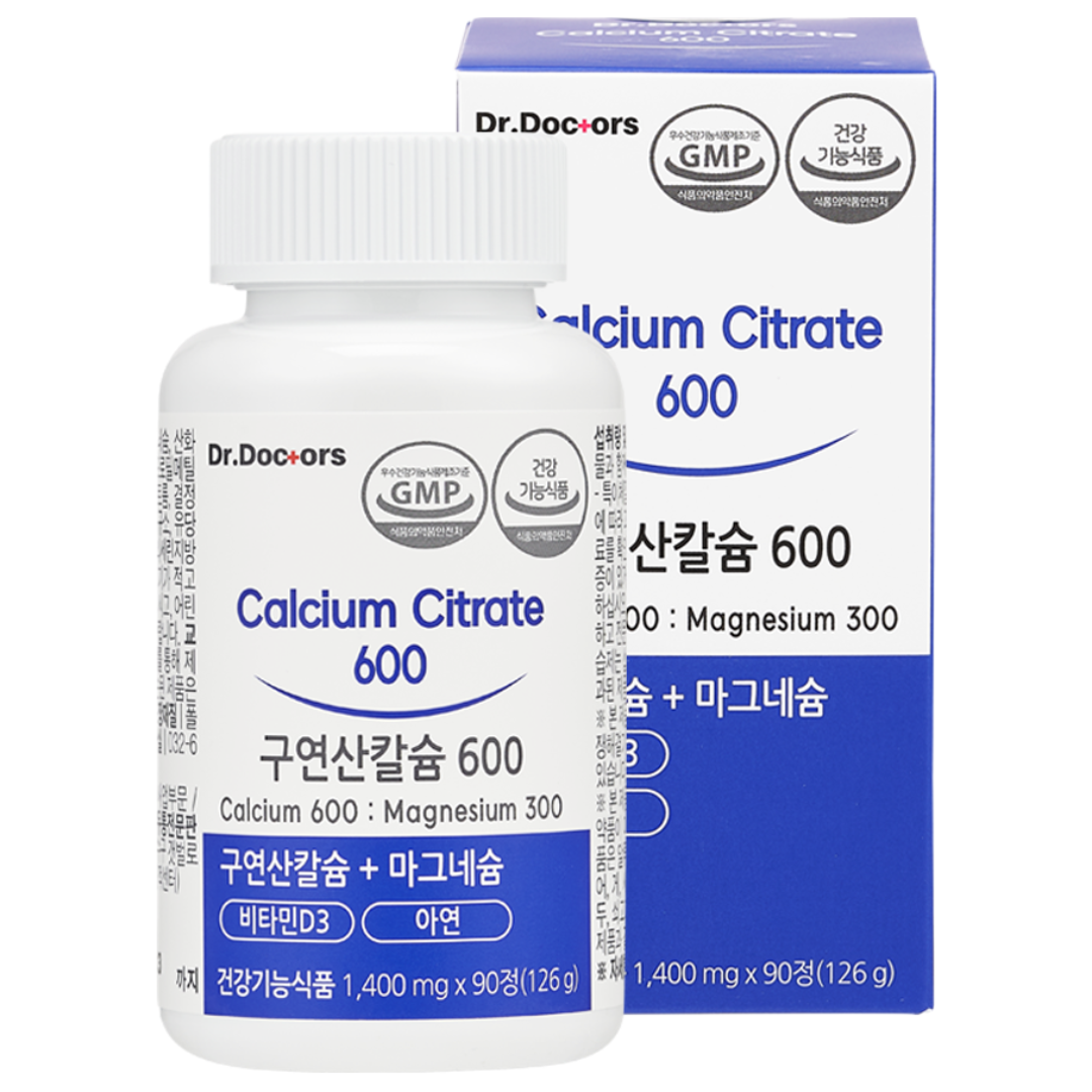 <b>닥터닥터스</b> 구연산 칼슘 600 1400mg x 90정, 2개