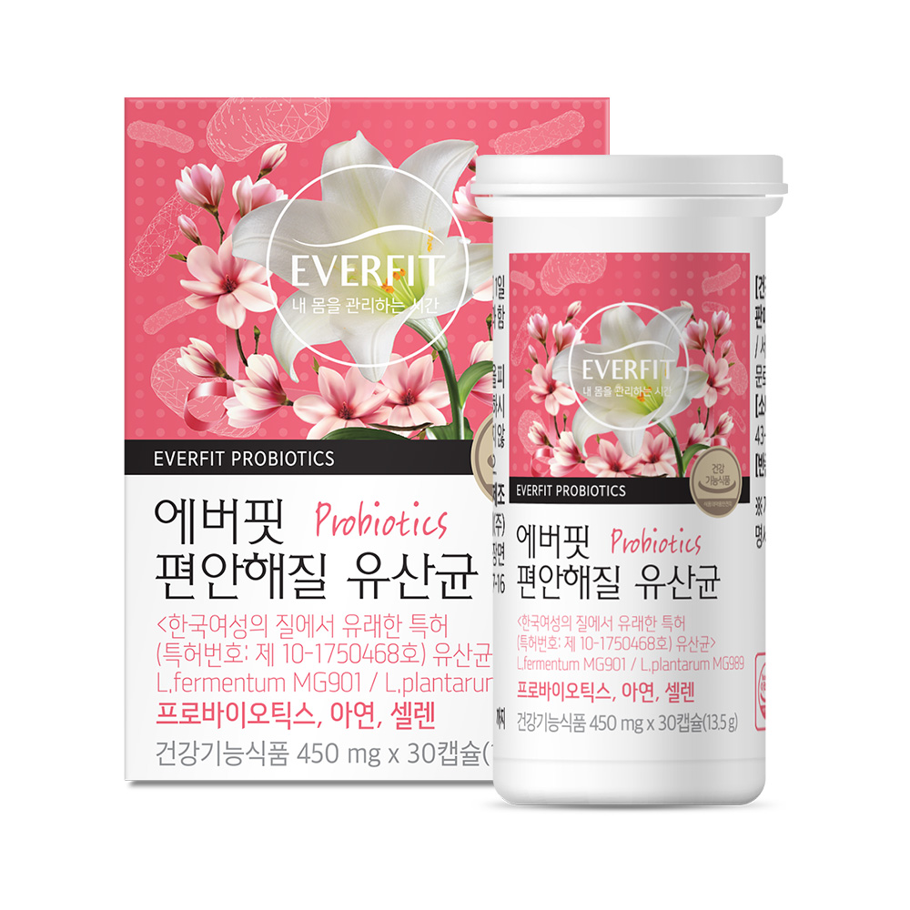 내츄럴<b>플러스</b> 에버핏 편안해질 <b>유산균</b> 450mg x 30캡슐, 4개