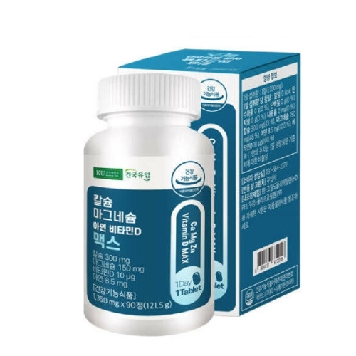 건국유업 칼슘 마그네슘 아연 비타민D 맥스 1350mg x 90정, 4개