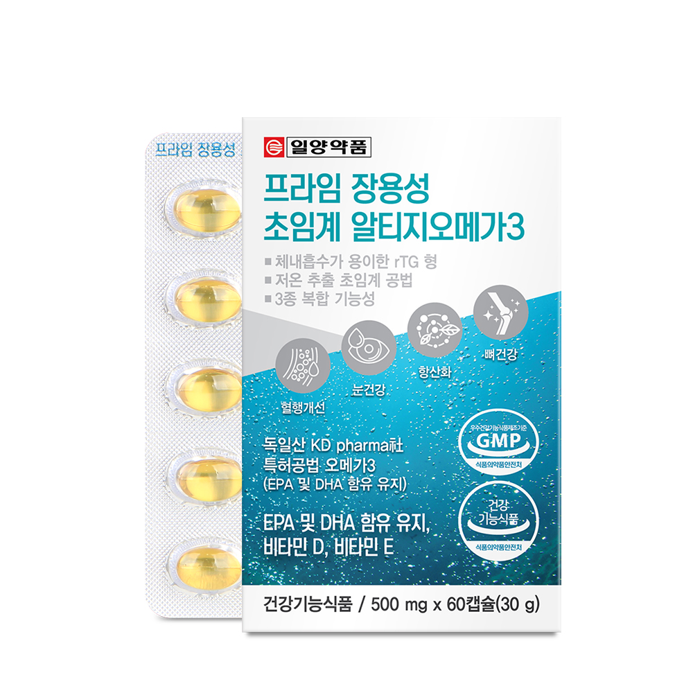 일양약품 <b>프라임</b> 장용성 초임계 알티지<b>오메가3</b> 500mg x 60캡슐, 1개