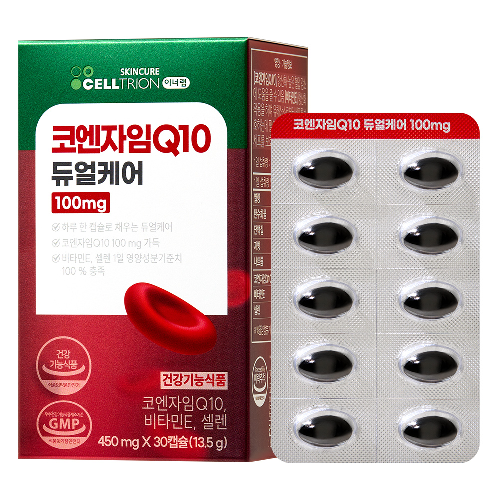 이너랩 <b>코엔자임Q10</b> 듀얼케어 100mg 450mg x 30캡슐, 6개