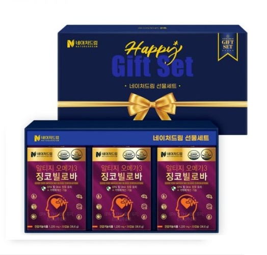 <b>네이처드림</b> 알티지 <b>오메가3</b> 징코빌로바 선물세트 1220mg x 90캡슐, 1개