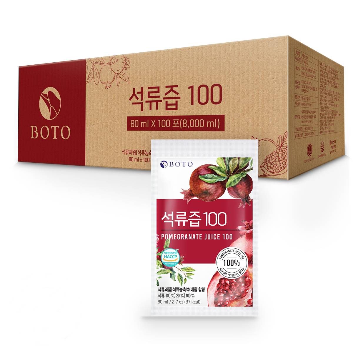 보뚜 <b>석류</b>즙 100 80ml x 100포, 1개