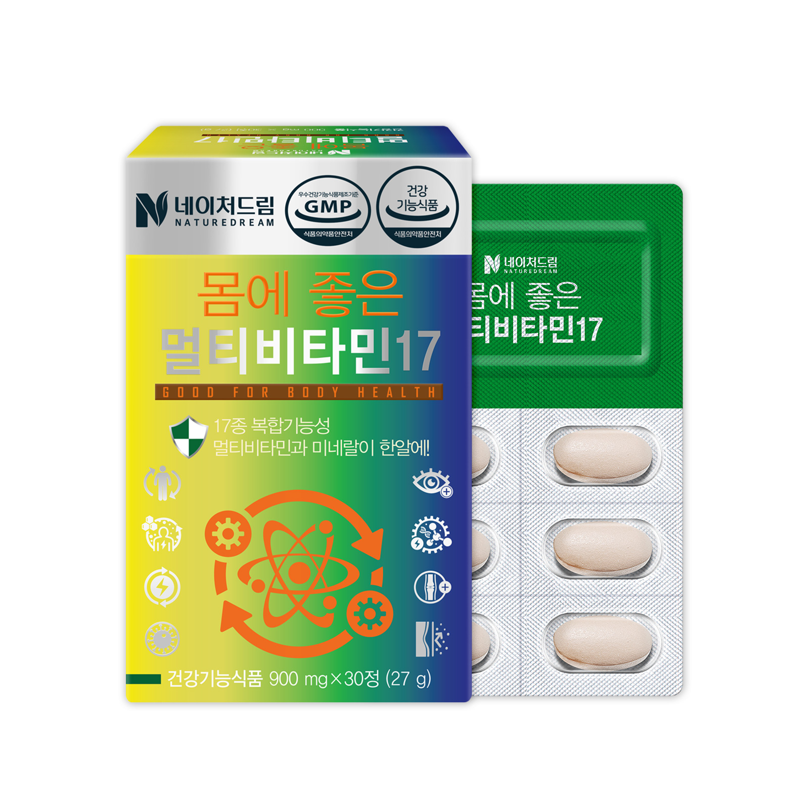 <b>네이처드림</b> 몸에 좋은 멀티<b>비타민</b>17 900mg x 30정, 5개