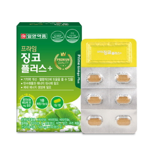 일양약품 프라임 <b>징코</b> 플러스 500mg x 30정, 6개