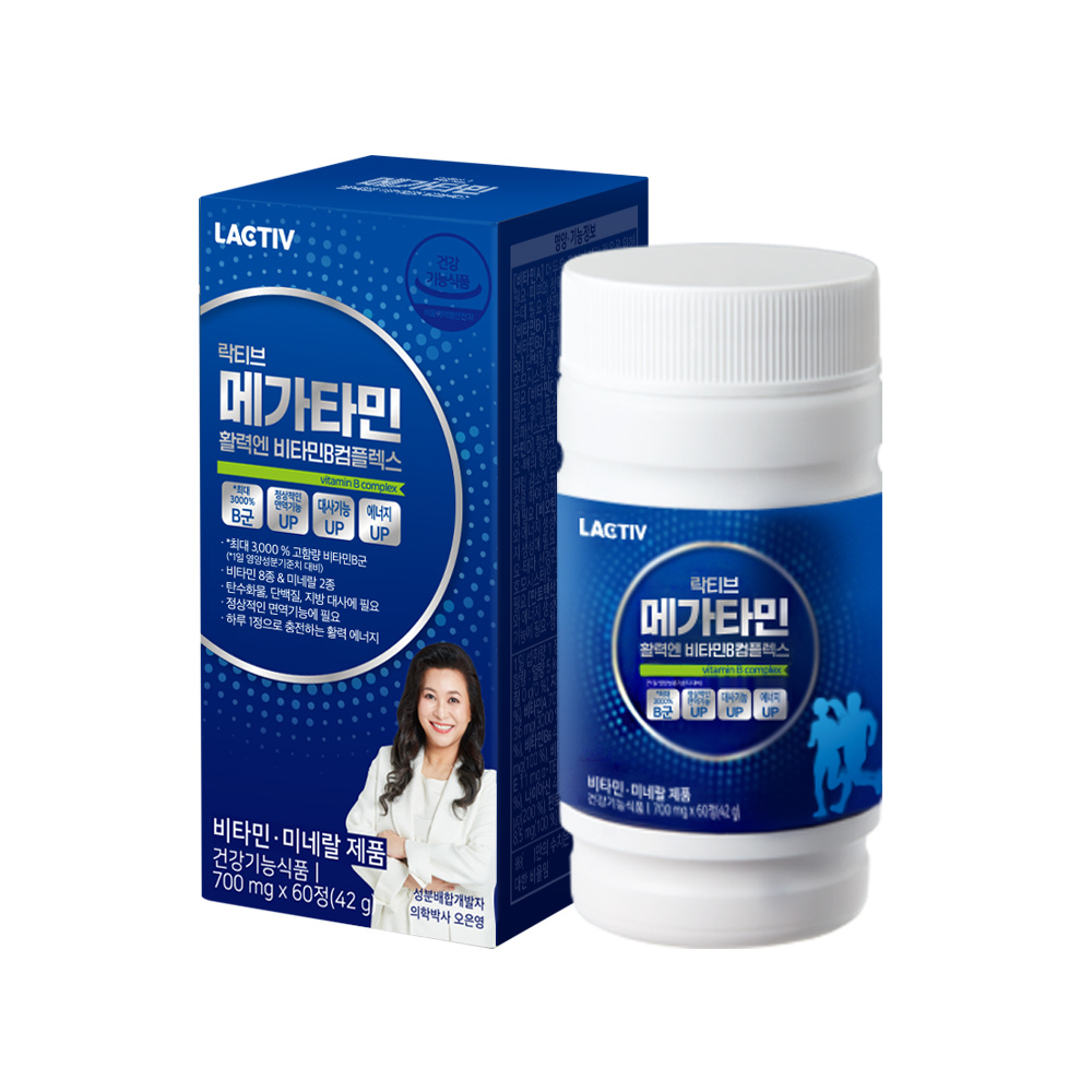 락티브 <b>메가타민 활력엔 비타민B컴플렉스</b> 700mg x 60정, 1개