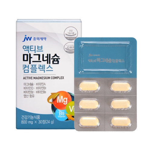 JW중외제약 액티브 <b>마그네슘 컴플렉스</b> 800mg x 30정, 6개