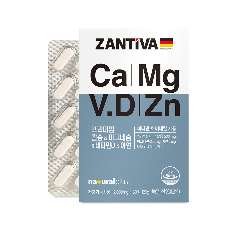 내츄럴플러스 프리미엄 칼슘 마그네슘 비타민D 아연 2000mg x 60정, 1개