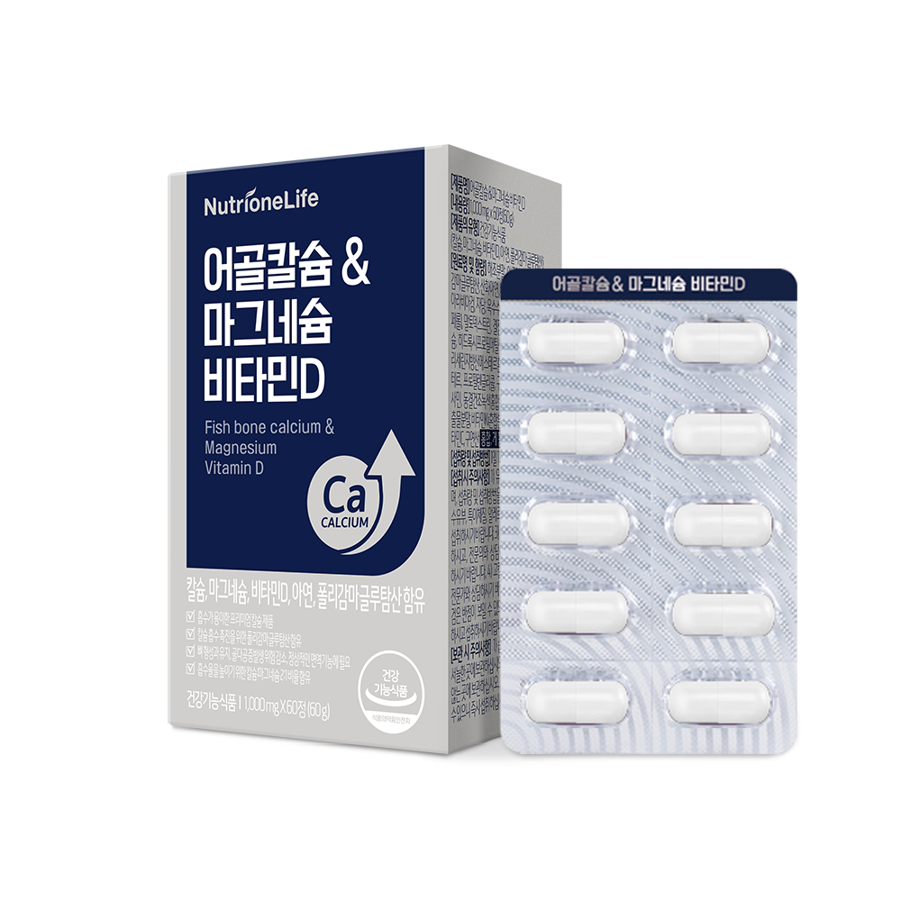 뉴트리원 <b>어골칼슘 마그네슘 비타민D</b> 1000mg x 60정, 6개